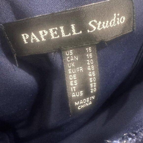 Navy Off-Shoulder High-Low Formal Dress With Sequined Lace Bodice & Bow Tie Wais - Picture 4 of 7